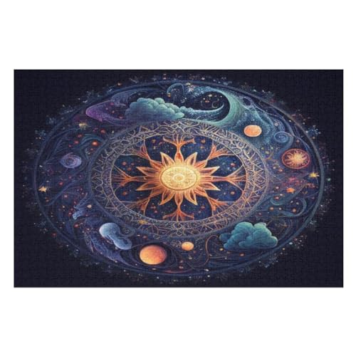Puzzle Für Erwachsene 1000 Teiliges Planetenuhr Puzzles Holzbrettpuzzles Denksportaufgaben Für Kinder （75×50cm） von LCWWW