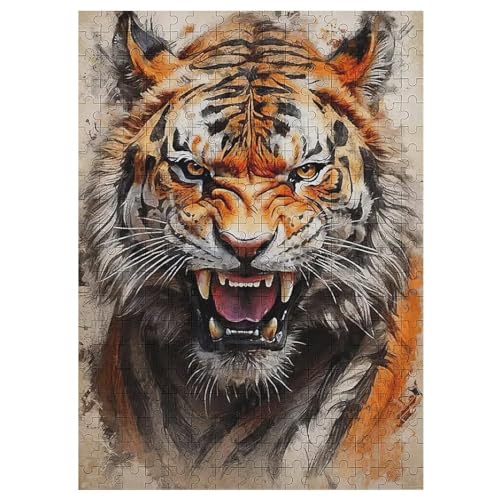 Puzzle Für Erwachsene 300 Teiliges Tiger Puzzles Für Erwachsene Holzbrettpuzzles Denksportaufgaben Für Erwachsene 42×30cm von LCWWW