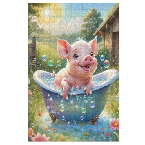 Puzzle Süßes Schwein, 1000 Puzzleteile Für Kinder, Holzpuzzles, Geeignet Für Erwachsene Lernspiel, 78×53cm Puzzle Süßes Schwein, 1000 Puzzleteile Für Kinder, Holzpuzzles, Geeignet Für Erwachsene Lernspiel, 78×53cm von LCWWW
