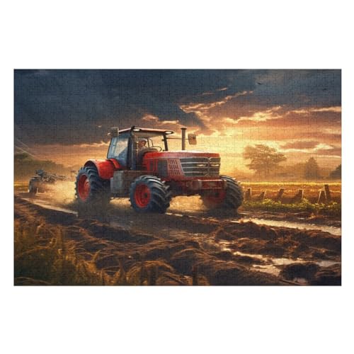 Puzzle Traktor, 1000 Puzzleteile Für Kinder, Holzpuzzles, Geeignet Für Erwachsene Lernspiel, （75×50cm） von LCWWW
