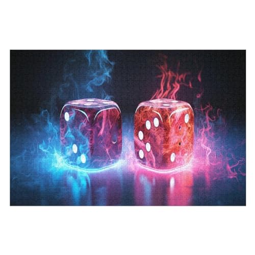 Puzzle Würfelmuster, 1000 Puzzleteile Für Kinder, Holzpuzzles, Geeignet Für Erwachsene Lernspiel, （75×50cm） von LCWWW