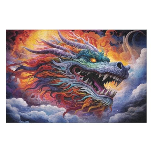 Puzzles Drache, 1000 Teile, Puzzle Aus Holz Für Erwachsene Und Kinder Ab 12 Jahren, Lernspielzeug （75×50cm） von LCWWW