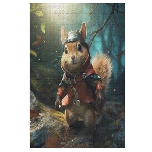 Puzzles Für Erwachsene, 1000 Teile, Eichhörnchen, Kreative Holzpuzzles, Praktisches Spiel, Familiendekoration 78×53cm von LCWWW