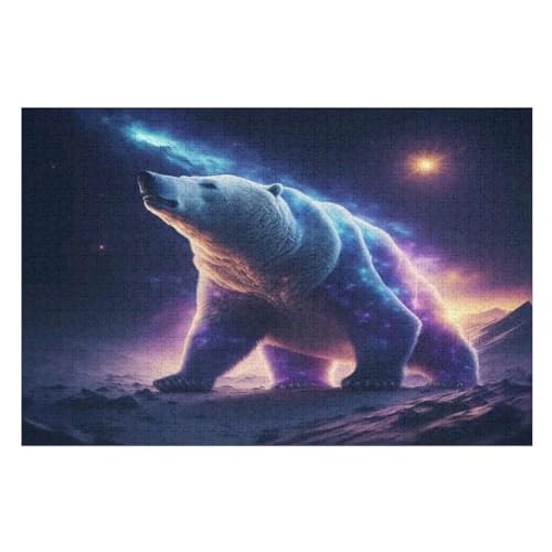 Puzzles Für Erwachsene, 1000 Teile, Eisbär, Kreative Holzpuzzles, Praktisches Spiel, Familiendekoration （75×50cm） von LCWWW