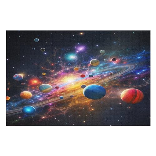 Puzzles Für Erwachsene, 1000 Teile, Farbenfrohes Universum, Kreative Holzpuzzles, Praktisches Spiel, Familiendekoration （75×50cm） von LCWWW