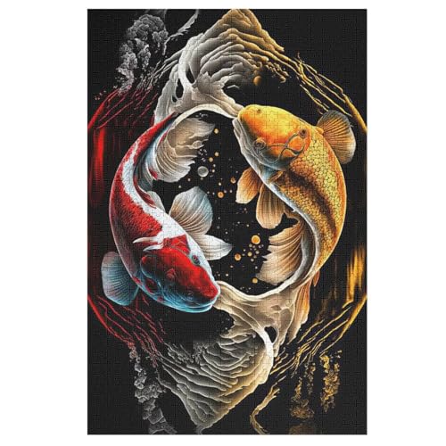 Puzzles Für Erwachsene, 1000 Teile, Fisch, Kreative Holzpuzzles, Praktisches Spiel, Familiendekoration 78×53cm von LCWWW