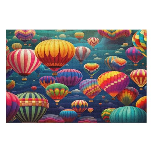 Puzzles Für Erwachsene, 1000 Teile, Heißluftballon, Kreative Holzpuzzles, Praktisches Spiel, Familiendekoration （75×50cm） von LCWWW