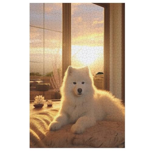 Puzzles Für Erwachsene, 1000 Teile, Hund, Kreative Holzpuzzles, Praktisches Spiel, Familiendekoration 78×53cm von LCWWW