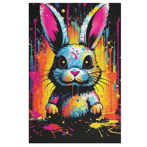 Puzzles Für Erwachsene, 1000 Teile, Kaninchen, Kreative Holzpuzzles, Praktisches Spiel, Familiendekoration 78×53cm von LCWWW