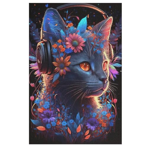 Puzzles Für Erwachsene, 1000 Teile, Katze, Kreative Holzpuzzles, Praktisches Spiel, Familiendekoration 78×53cm von LCWWW