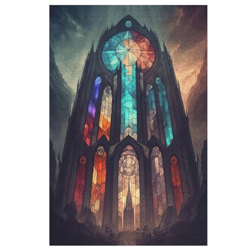 Puzzles Für Erwachsene, 1000 Teile, Katzehedral, Kreative Holzpuzzles, Praktisches Spiel, Familiendekoration 78×53cm von LCWWW