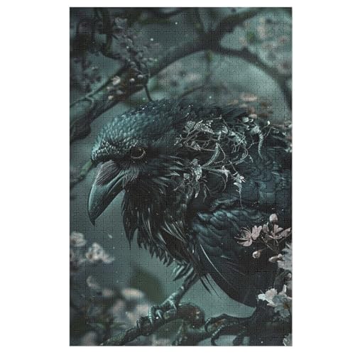 Puzzles Für Erwachsene, 1000 Teile, Krähe, Kreative Holzpuzzles, Praktisches Spiel, Familiendekoration 78×53cm von LCWWW
