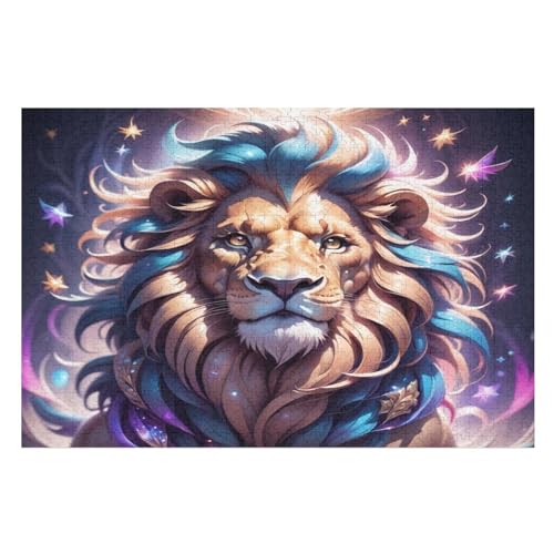 Puzzles Für Erwachsene, 1000 Teile, Löwe, Kreative Holzpuzzles, Praktisches Spiel, Familiendekoration （75×50cm） von LCWWW
