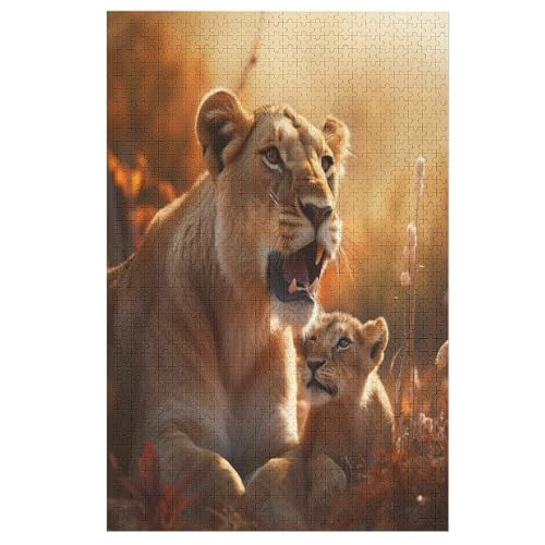 Puzzles Für Erwachsene, 1000 Teile, Löwe, Kreative Holzpuzzles, Praktisches Spiel, Familiendekoration 78×53cm von LCWWW