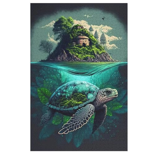 Puzzles Für Erwachsene, 1000 Teile, Schildkröte, Kreative Holzpuzzles, Praktisches Spiel, Familiendekoration 78×53cm von LCWWW