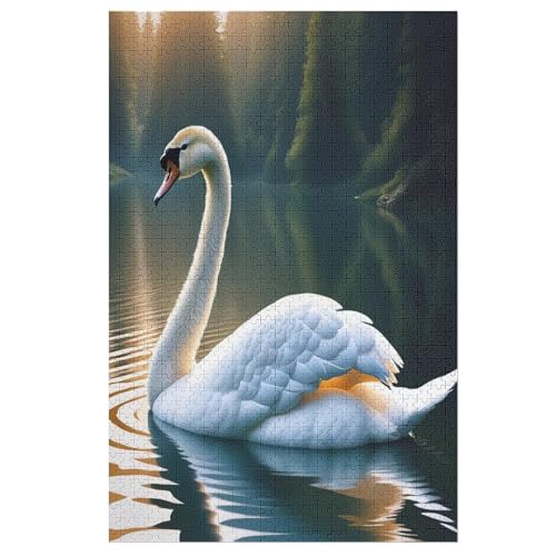 Puzzles Für Erwachsene, 1000 Teile, Schwan, Kreative Holzpuzzles, Praktisches Spiel, Familiendekoration 78×53cm von LCWWW