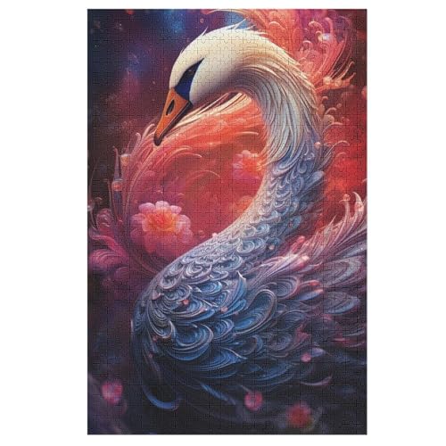 Puzzles Für Erwachsene, 1000 Teile, Schwan, Kreative Holzpuzzles, Praktisches Spiel, Familiendekoration 78×53cm von LCWWW