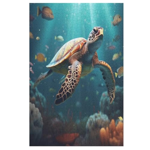 Puzzles Für Erwachsene, 1000 Teile, Sea Schildkrötes, Kreative Holzpuzzles, Praktisches Spiel, Familiendekoration 78×53cm von LCWWW