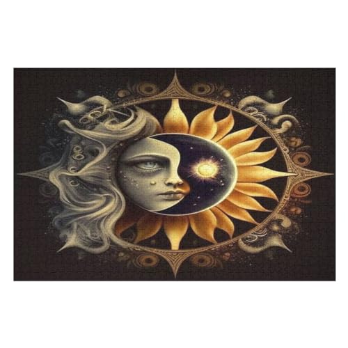 Puzzles Für Erwachsene, 1000 Teile, Sonne Mond, Kreative Holzpuzzles, Praktisches Spiel, Familiendekoration （75×50cm） von LCWWW