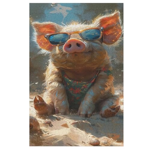 Puzzles Für Erwachsene, 1000 Teile, Süßes Schwein, Kreative Holzpuzzles, Praktisches Spiel, Familiendekoration 78×53cm Puzzles Für Erwachsene, 1000 Teile, Süßes Schwein, Kreative Holzpuzzles, Praktisches Spiel, Familiendekoration 78×53cm von LCWWW