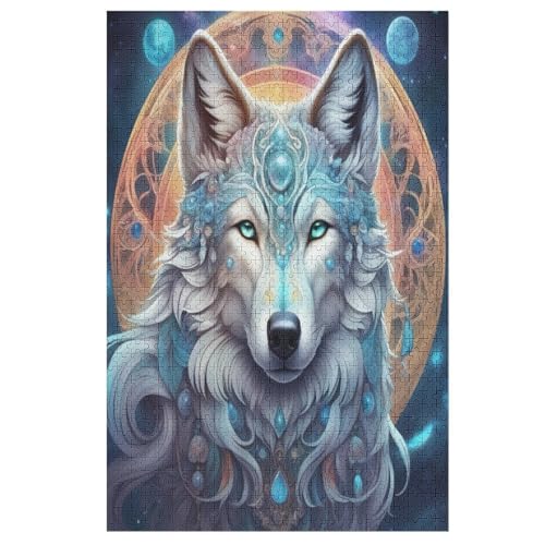 Puzzles Für Erwachsene, 1000 Teile, Wolf, Kreative Holzpuzzles, Praktisches Spiel, Familiendekoration 78×53cm von LCWWW