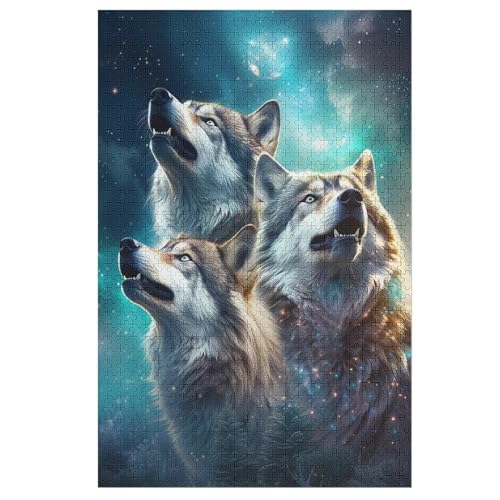 Puzzles Für Erwachsene, 1000 Teile, Wolf, Kreative Holzpuzzles, Praktisches Spiel, Familiendekoration 78×53cm von LCWWW
