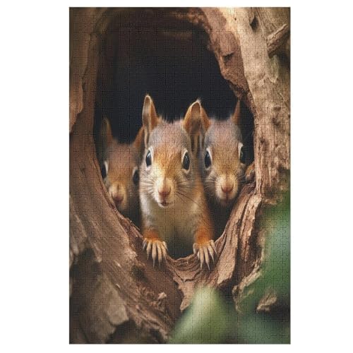Puzzles Für Erwachsene, Eichhörnchen Puzzle, 1000 Teile, Kreatives, Geistiges Spielzeug, Kinder, Montagespiele 78×53cm von LCWWW