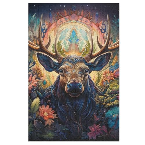 Puzzles Für Erwachsene, Elch Puzzle, 1000 Teile, Kreatives, Geistiges Spielzeug, Kinder, Montagespiele 78×53cm von LCWWW