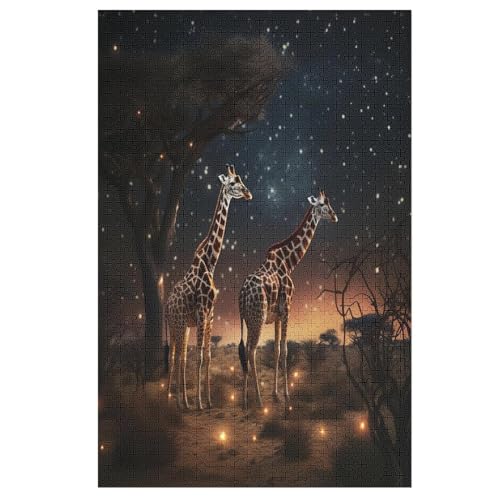 Puzzles Für Erwachsene, Giraffe Puzzle, 1000 Teile, Kreatives, Geistiges Spielzeug, Kinder, Montagespiele 78×53cm von LCWWW