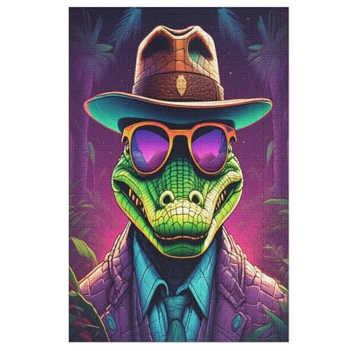 Puzzles Für Erwachsene, Krokodil Puzzle, 1000 Teile, Kreatives, Geistiges Spielzeug, Kinder, Montagespiele 78×53cm von LCWWW