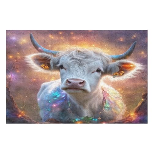 Puzzles Für Erwachsene, Kuh Puzzle, 1000 Teile, Kreatives, Geistiges Spielzeug, Kinder, Montagespiele （75×50cm） von LCWWW