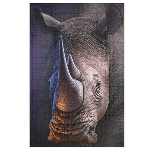 Puzzles Für Erwachsene, Rhinozeros Puzzle, 1000 Teile, Kreatives, Geistiges Spielzeug, Kinder, Montagespiele 78×53cm von LCWWW