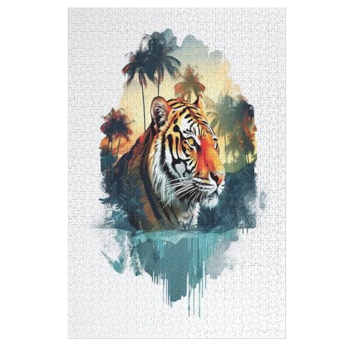 Puzzles Für Erwachsene, Tiger Puzzle, 1000 Teile, Kreatives, Geistiges Spielzeug, Kinder, Montagespiele 78×53cm von LCWWW