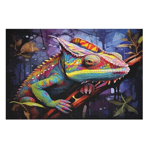 Puzzles Für Erwachsene Chamäleon,1000-teilige Puzzle Für Kinder Ab 12 Jahren, Holzpuzzles Für Die Heimdekoration, （75×50cm） von LCWWW