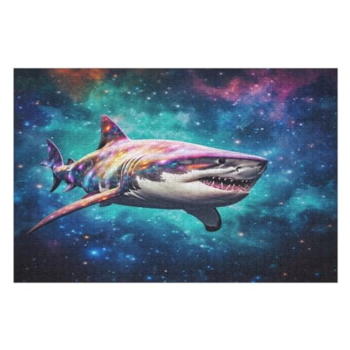 Puzzles Für Erwachsene Hai,1000-teilige Puzzle Für Kinder Ab 12 Jahren, Holzpuzzles Für Die Heimdekoration, （75×50cm） von LCWWW