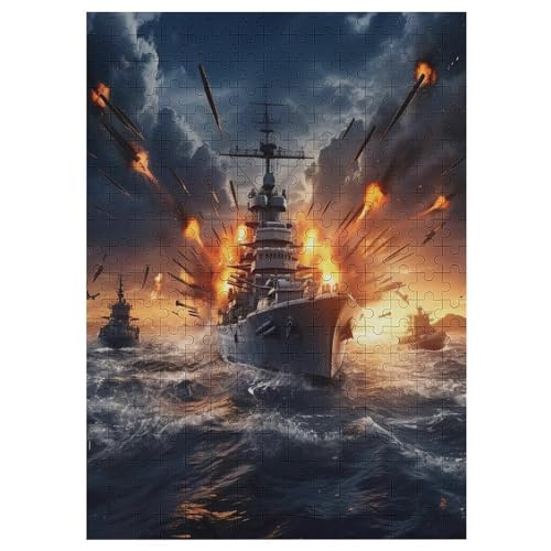 Puzzles Für Erwachsene Kriegsschiff,300-teilige Puzzle Für Erwachsene Und Kinder Ab 12 Jahren, Holzpuzzles Für Die Heimdekoration, 42×30cm von LCWWW