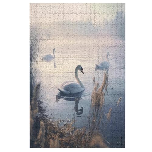 Puzzles Für Erwachsene Schwan,1000-teilige Puzzle Für Kinder Ab 12 Jahren, Holzpuzzles Für Die Heimdekoration, 78×53cm von LCWWW