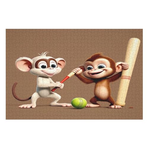 Puzzles Für Erwachsene Und Kinder, Süßer AFFE -Puzzle, 1000 Teile, Kreative Holzpuzzles, Geschenke （75×50cm） von LCWWW