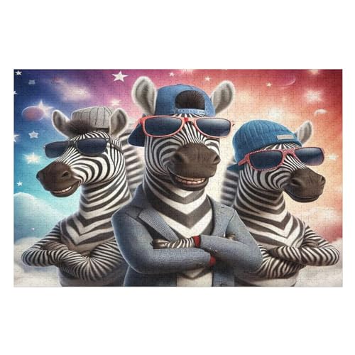 Puzzles Für Erwachsene Zebra,1000-teilige Puzzle Für Kinder Ab 12 Jahren, Holzpuzzles Für Die Heimdekoration, （75×50cm） von LCWWW
