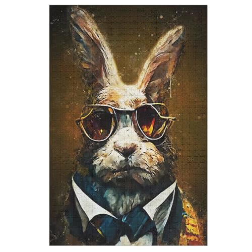 Puzzles Kaninchen, 1000-teiliges Holzpuzzle Für Erwachsene Und Kinder Ab 12 Jahren. Tolles Geschenk Für Erwachsene 78×53cm von LCWWW