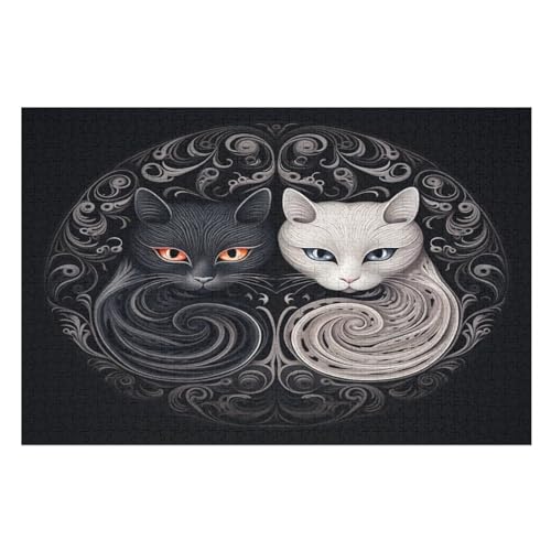 Puzzles Katze, 1000 Teile, Puzzle Aus Holz Für Erwachsene Und Kinder Ab 12 Jahren, Lernspielzeug （75×50cm） von LCWWW