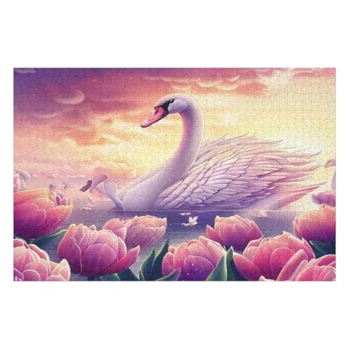 Puzzles Schwan, 1000 Teile, Puzzle Aus Holz Für Erwachsene Und Kinder Ab 12 Jahren, Lernspielzeug （75×50cm） von LCWWW