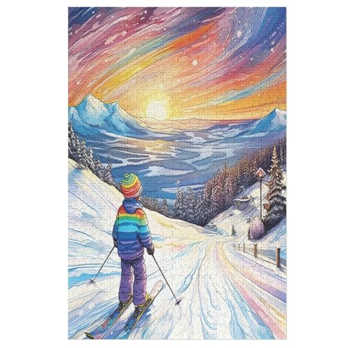 Puzzles Skifahren, 1000 Teile, Puzzle Aus Holz Für Erwachsene Und Kinder Ab 12 Jahren, Lernspielzeug 78×53cm Puzzles Skifahren, 1000 Teile, Puzzle Aus Holz Für Erwachsene Und Kinder Ab 12 Jahren, Lernspielzeug 78×53cm von LCWWW