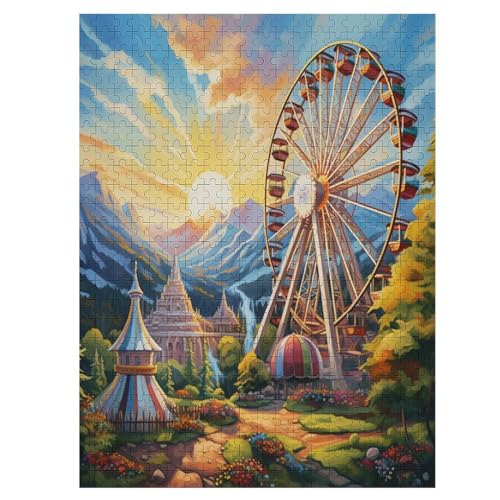 Riesenrad Holzpuzzle 500 Teile, Knobelspiele Für Erwachsene, Teenager, Puzzles Unmögliche - Kinder Puzzle Zimmer Deko 55×41cm von LCWWW
