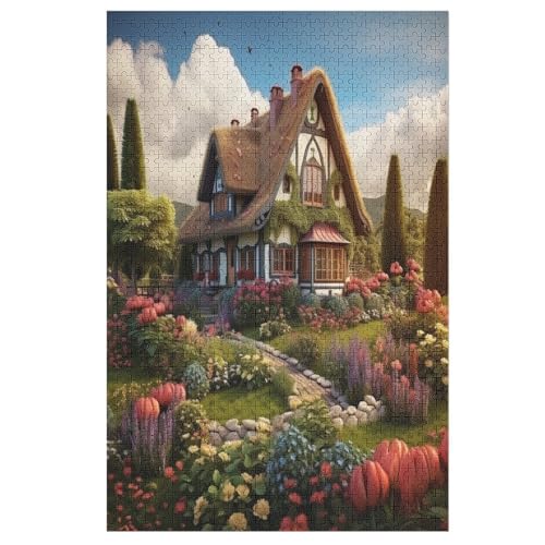 Rustikales Cottage Holzpuzzle 1000 Teile Klassische Puzzles Erwachsene Kinder Puzzle DIY Kit Holzspielzeug Einzigartiges Geschenk 78×53cm von LCWWW
