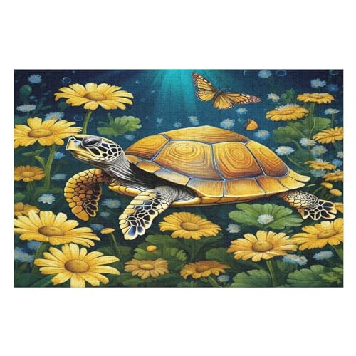 Schildkröte Puzzles 1000 Teile Erwachsener Kniffel Spaß Für Die Ganze Familie, Holzpuzzle Kinder Erwachsene, Impossible Puzzle Schwer （75×50cm） von LCWWW