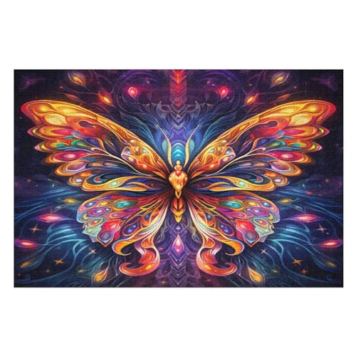 Schmetterling Holzpuzzle 1000 Teile, Knobelspiele Für Erwachsene, Teenager, Puzzles Unmögliche - Kinder Puzzle Zimmer Deko （75×50cm） von LCWWW
