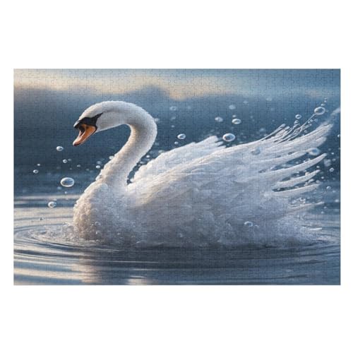 Schwan 1000 Teile Puzzles Für Erwachsene,Holzpuzzle - Verringerter Druck Schwieriges Unmögliche Puzzle Für 12+ Kinder （75×50cm） von LCWWW