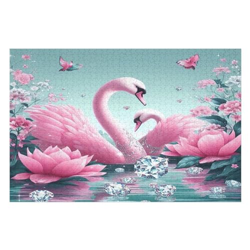 Schwan Holzpuzzle Für Erwachsene Teenager Stress Abbauen Familien-Puzzlespiel Poster 1000-teiliges Puzzle Kinder Lernspiel （75×50cm） von LCWWW