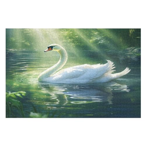 Schwan Puzzle 1000 Teile, Holzpuzzle Herausforderndes Geschicklichkeitsspiel Für Die Ganze Familie, Kinder Erwachsenenpuzzle Ab 12 Jahren （75×50cm） von LCWWW
